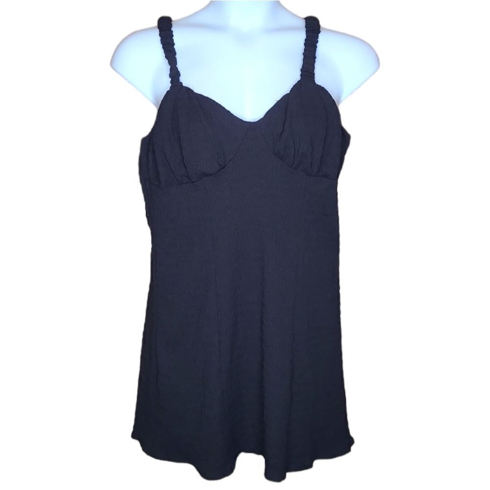 NEW AMERICAN EAGLE black cutout back stretch mini dress L